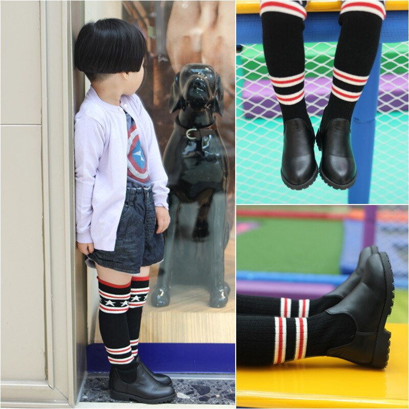 kids shoes High Boots Girls Cool Fashion Stripe Over Knee-high boots Boy's Soft Sole Knitted Boots baby shoes