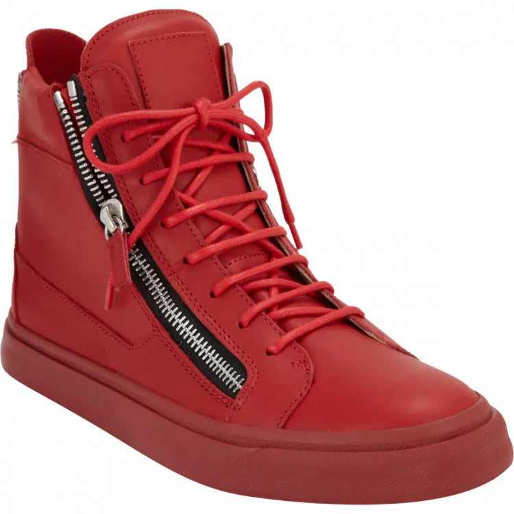 Celebrity Fashion Stars Men Vulcanize Shoes Men Spring Autumn Black PlatformSneakers Lace-up High Top Kanye Shoes Side Zipper
