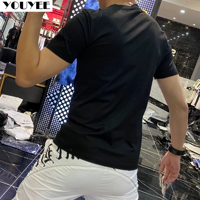 Men's T-shirt Slim Dragonfly Printing Handsome 2021 Summer New Personality Trend Fashionin In Europe Mercerized cotton Male Top