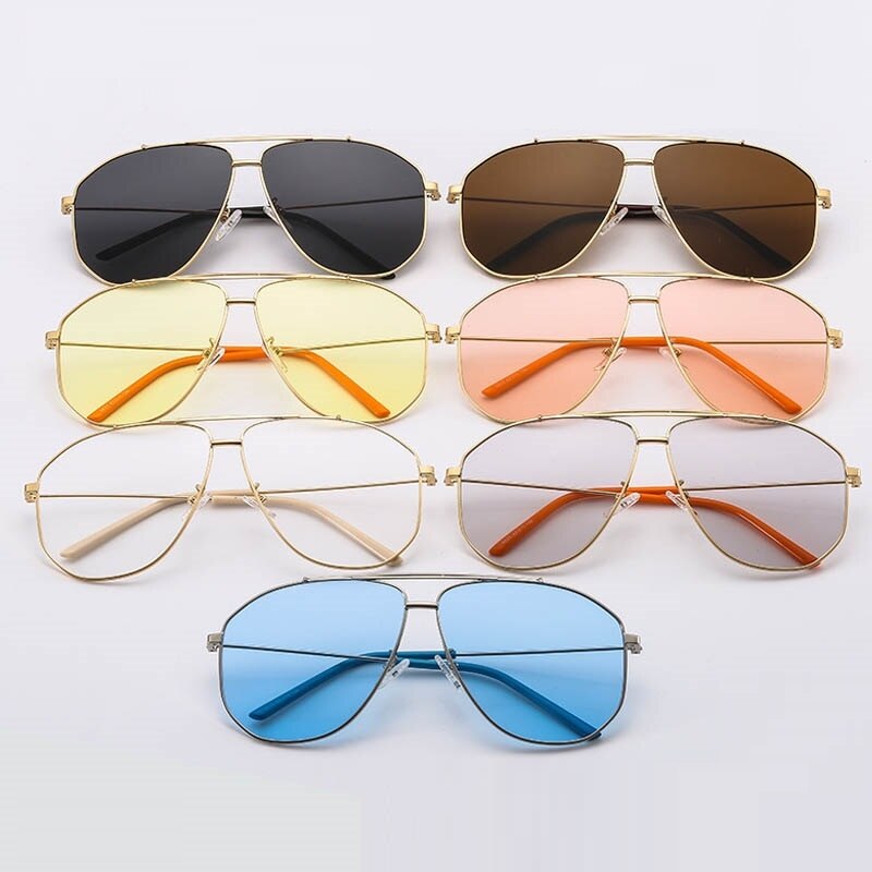 Unisex Pilot Sunglasses Women Men Luxury Double Beam Sun Glasses Men Vintage Driving Eyewear Ocean Lenses Shades zonnebril dame