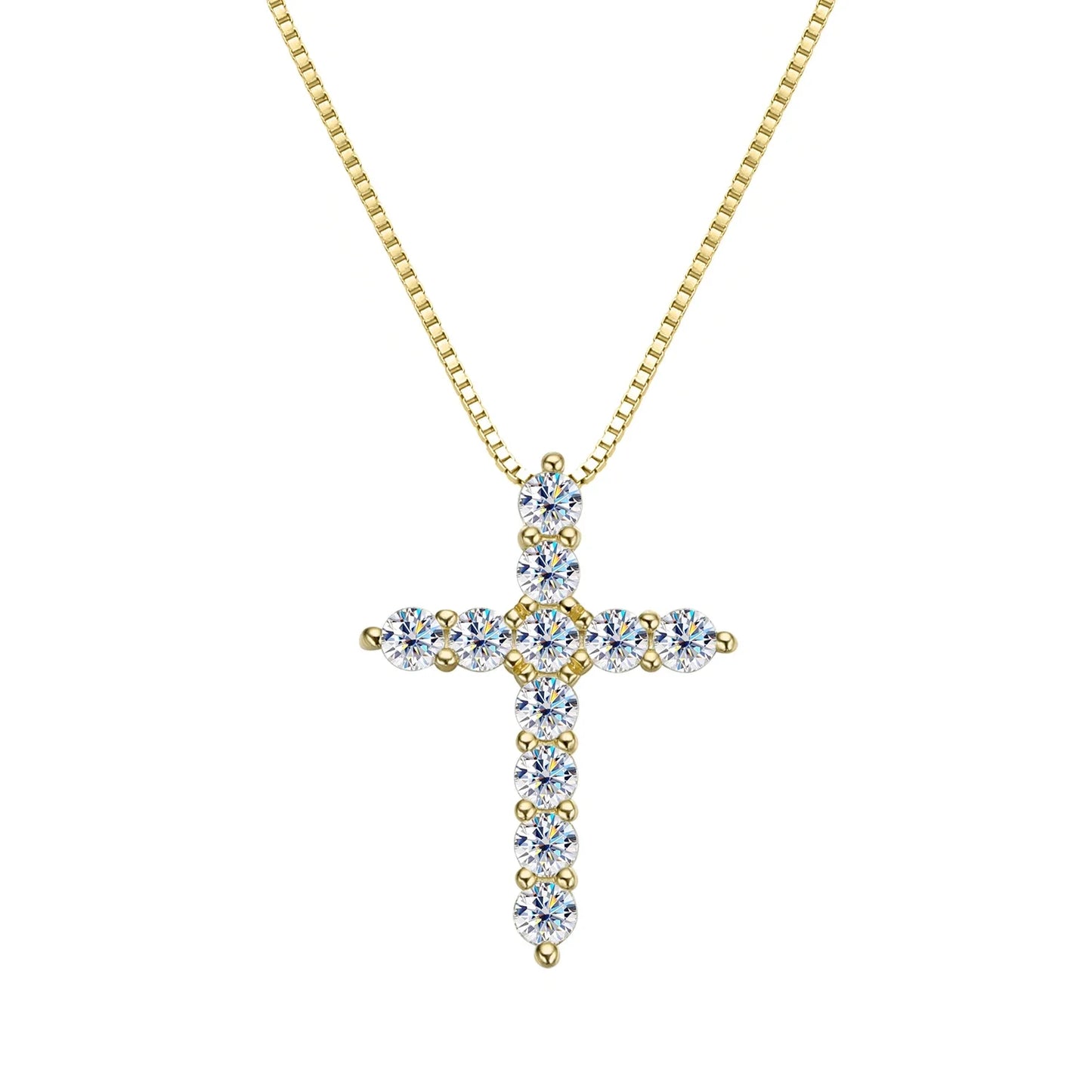 EWYA Real Moissanite Jesus Cross Pendant Necklace for Women 925 Sterling Silver 2.5 3 4mm Diamond Chains Necklaces Fine Jewelry