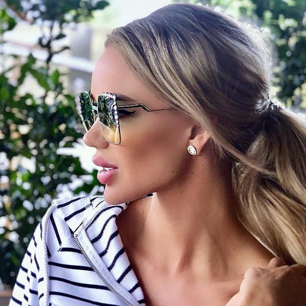 Oversized Square Sun Glasses Ladies 2023 New Luxury Pearl Sunglasses Women Brand Designer Fashion Shades big Square