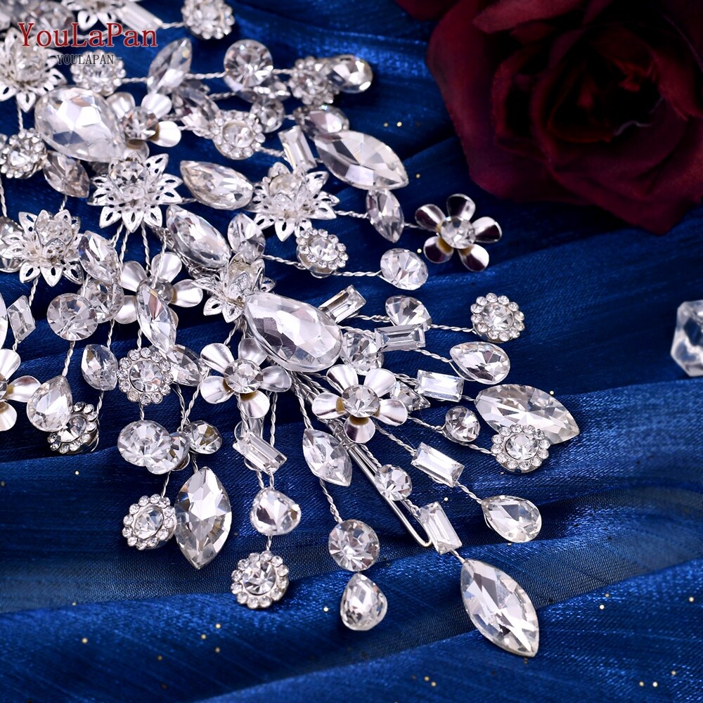 YouLaPan HP456 Fashion Bridal Hair Accessories Alloy Flower Wedding Crown Forehead Jewelry for Wedding Pageant Brides Headband