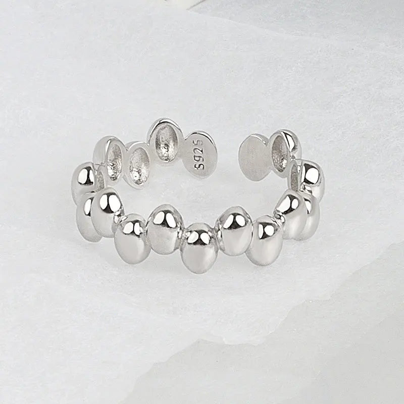 QMCOCO Korean Version Silver Color Simple Design Personality Oval Ring Geometric Smooth Open Female Party Gifts