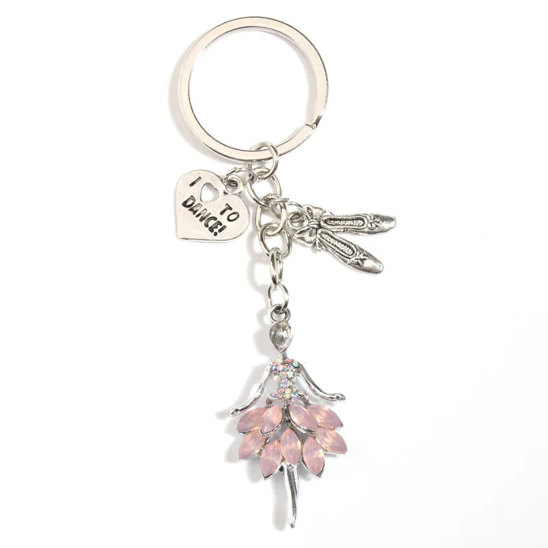 Metal Keychain I Love Dance Ballet Shoe Ballerina Key Ring Dancer Key Chains Souvenir Gifts For Women Girls DIY Handmade Jewelry