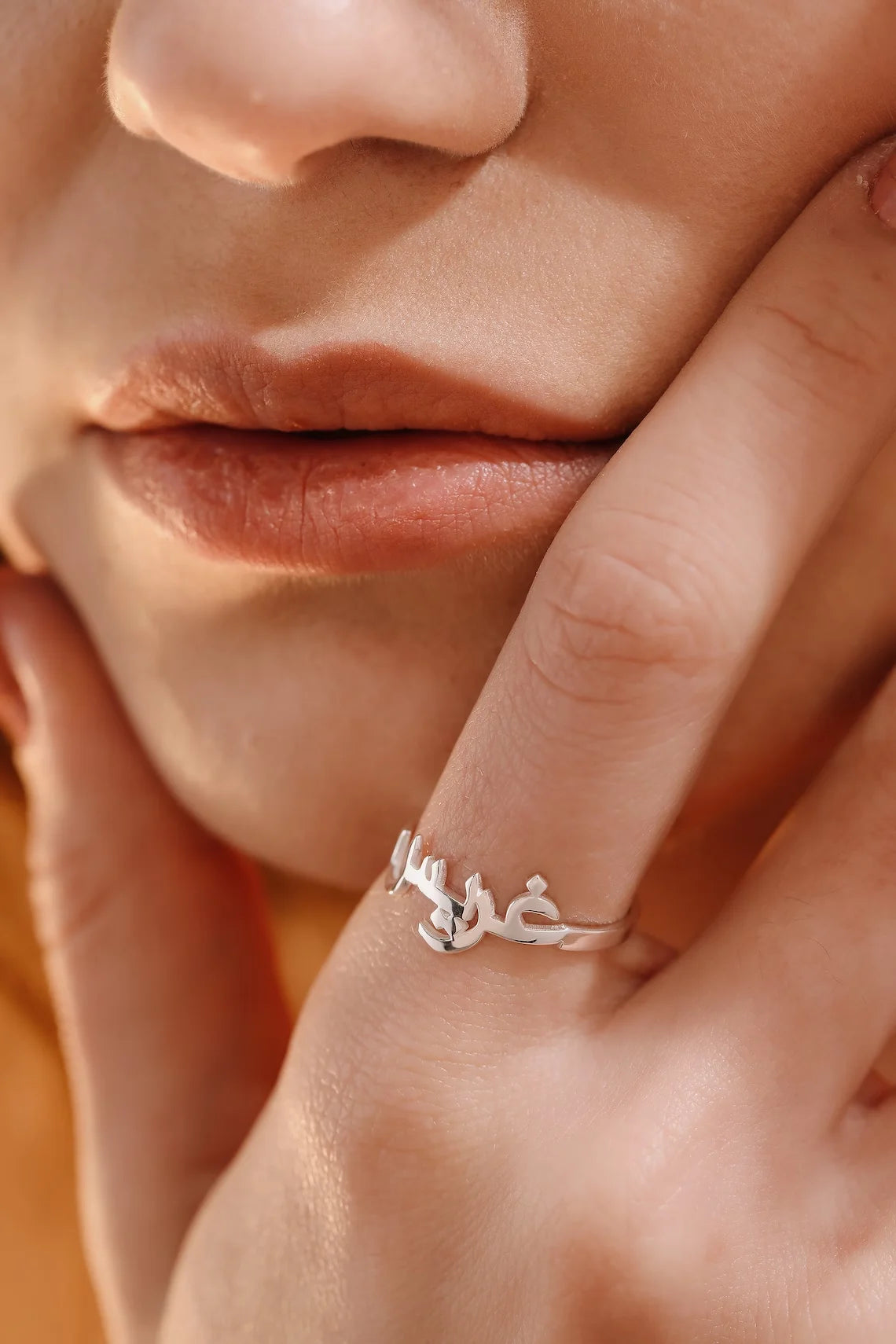 Arabic Custom Name Gold Ring for Women Stainless Steel Personalized Adjustable Customized Heart Rings Wedding Bridesmaid Jewelry