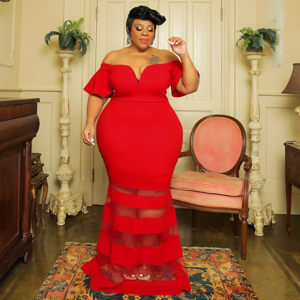 Plus Size Women Party Dresses Mesh Puff Sleeve White Dress Female Luxury Designer Cloth 2023 Spring Evening Birthday Robe