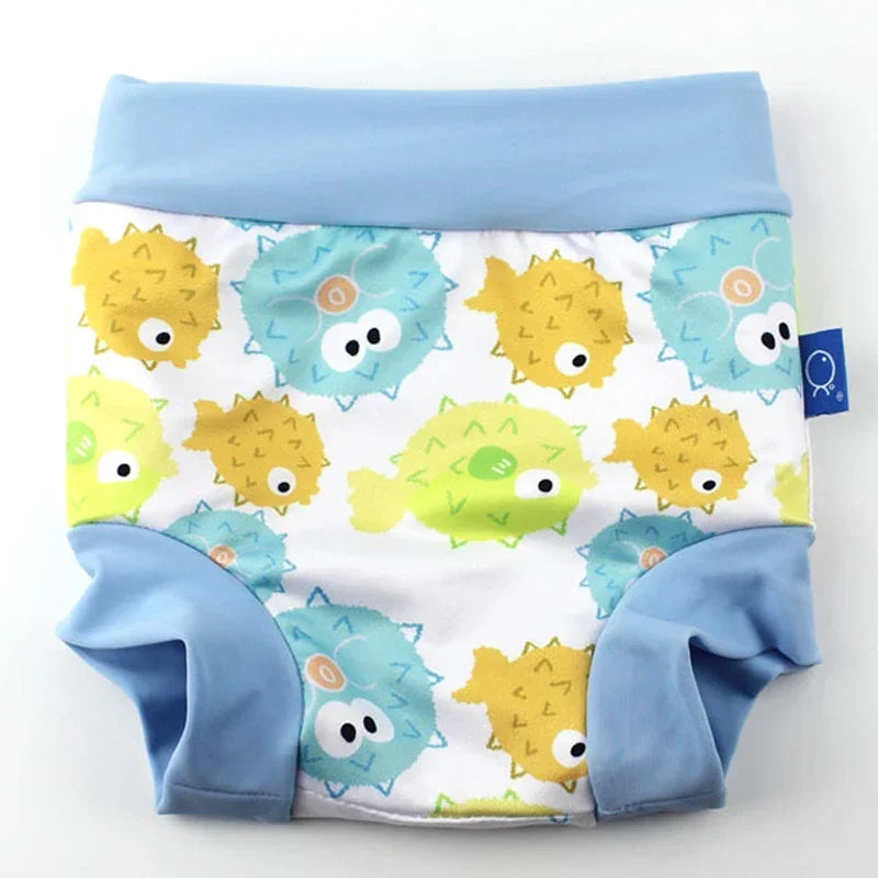 Leakproof Swimming Diaper Newborn Baby High Waist Swimming Nappies Baby Boys Girls Cartoon Printed Cloth Diapers