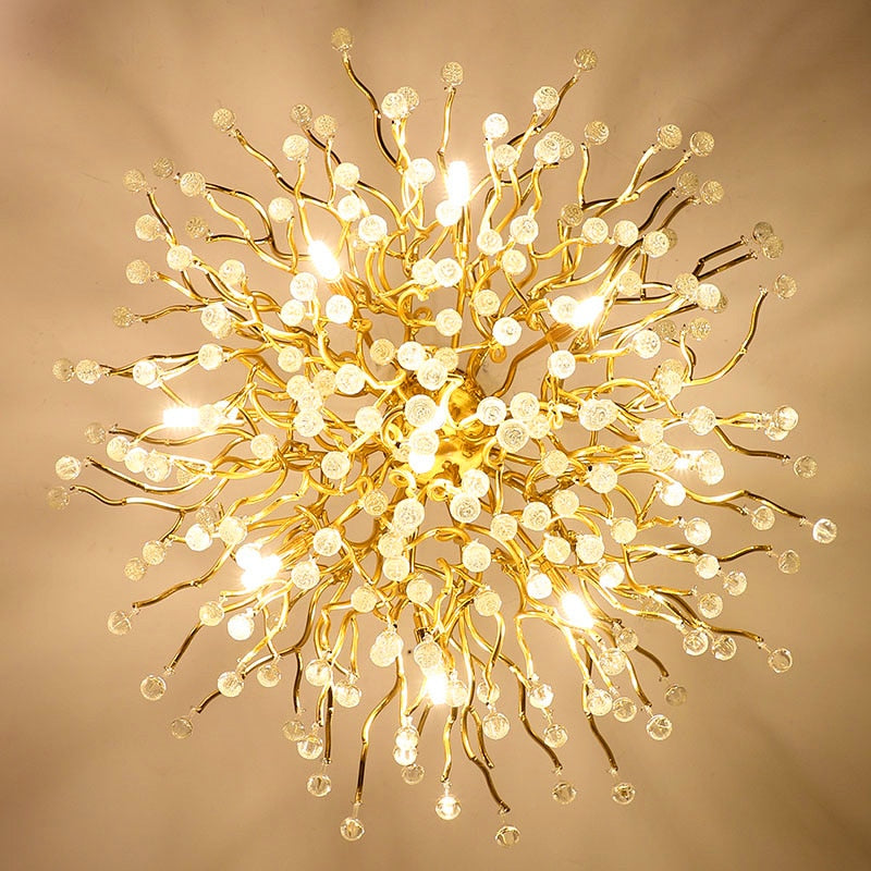 Nordic Luxury Crystal LED Chandelier LOFT Villa Large Lustre Ceiling Chandeliers for Living Room Hotel Home Lamp Indoor Lighting