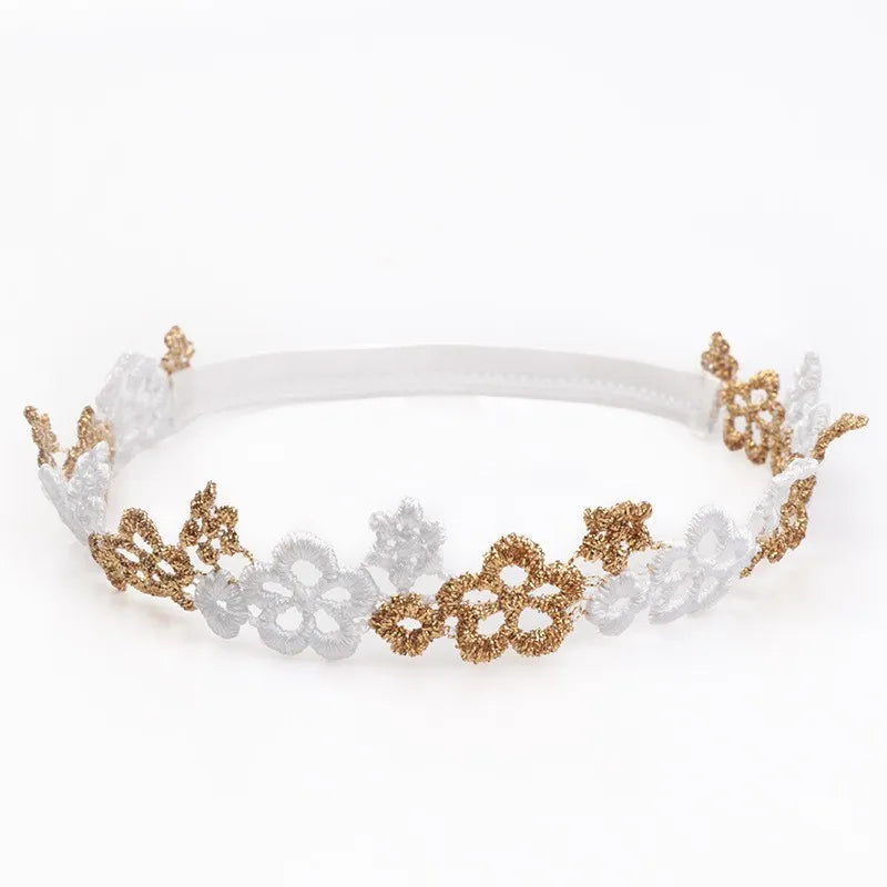 Baby Headband Gold Flower Leaf Girl Newborn Kids Children Elastics Bandage Hair Accessory Hairbands Clothing Photography Baptism