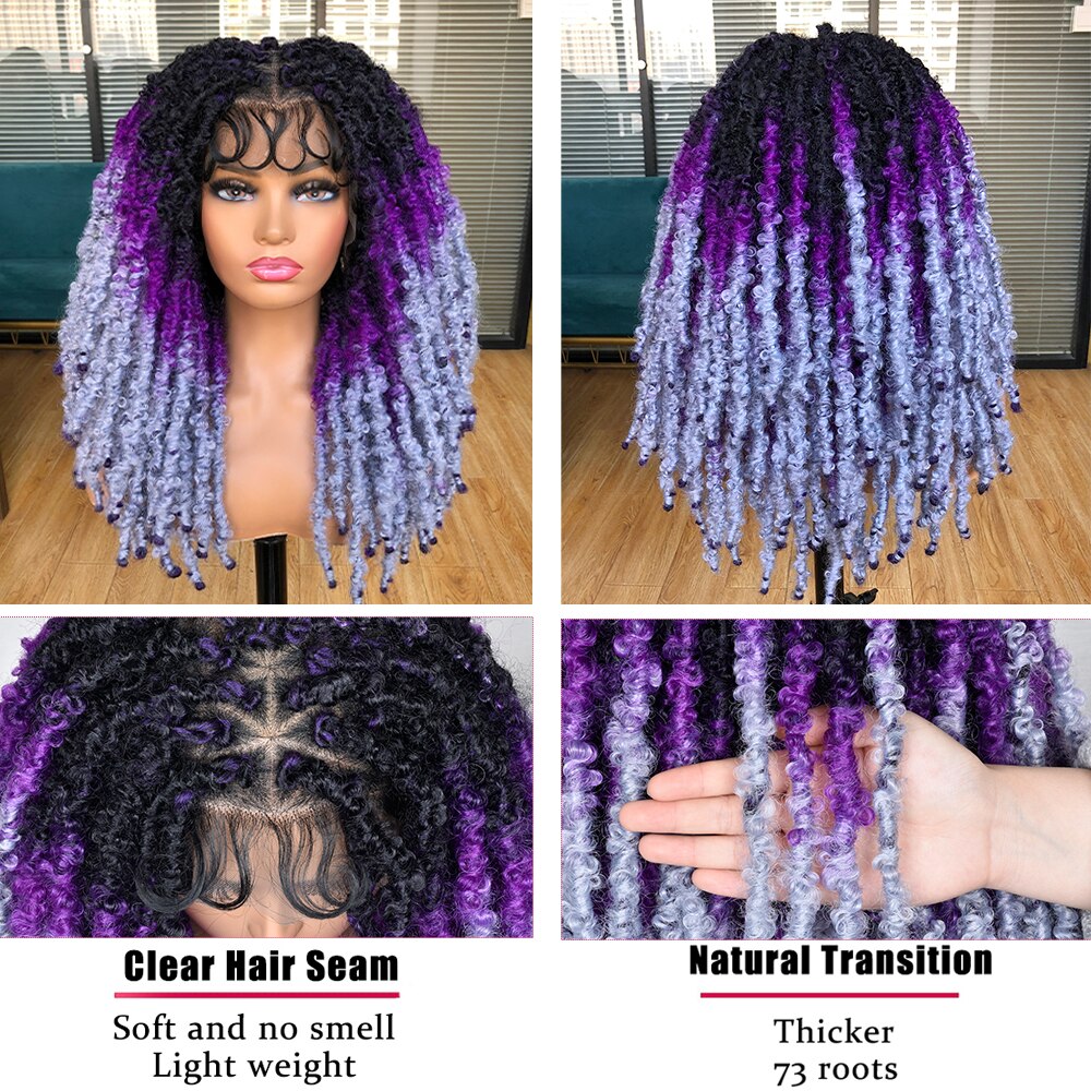 Blue Butterfly Locs Full Lace Braided Wigs For Women Crochet Hair Dreadlocks Meche Faux Locks Braids Extensions Synthetic Hair