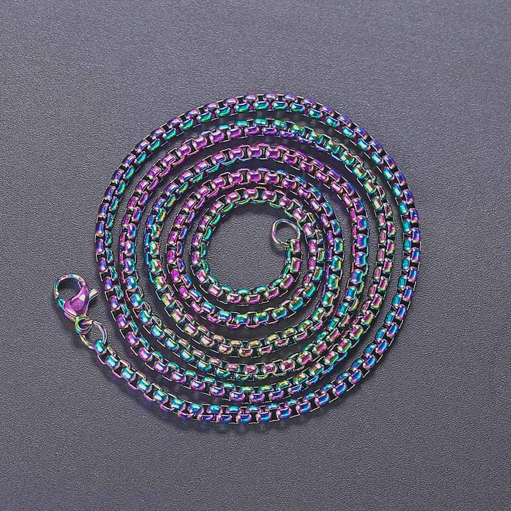 Rainbow Cuban Link Chain Necklace for Women Hip Hop Punk Thick Franco Rope Figaro Chains Man Gifts 60cm Choker Neck Jewelry C021