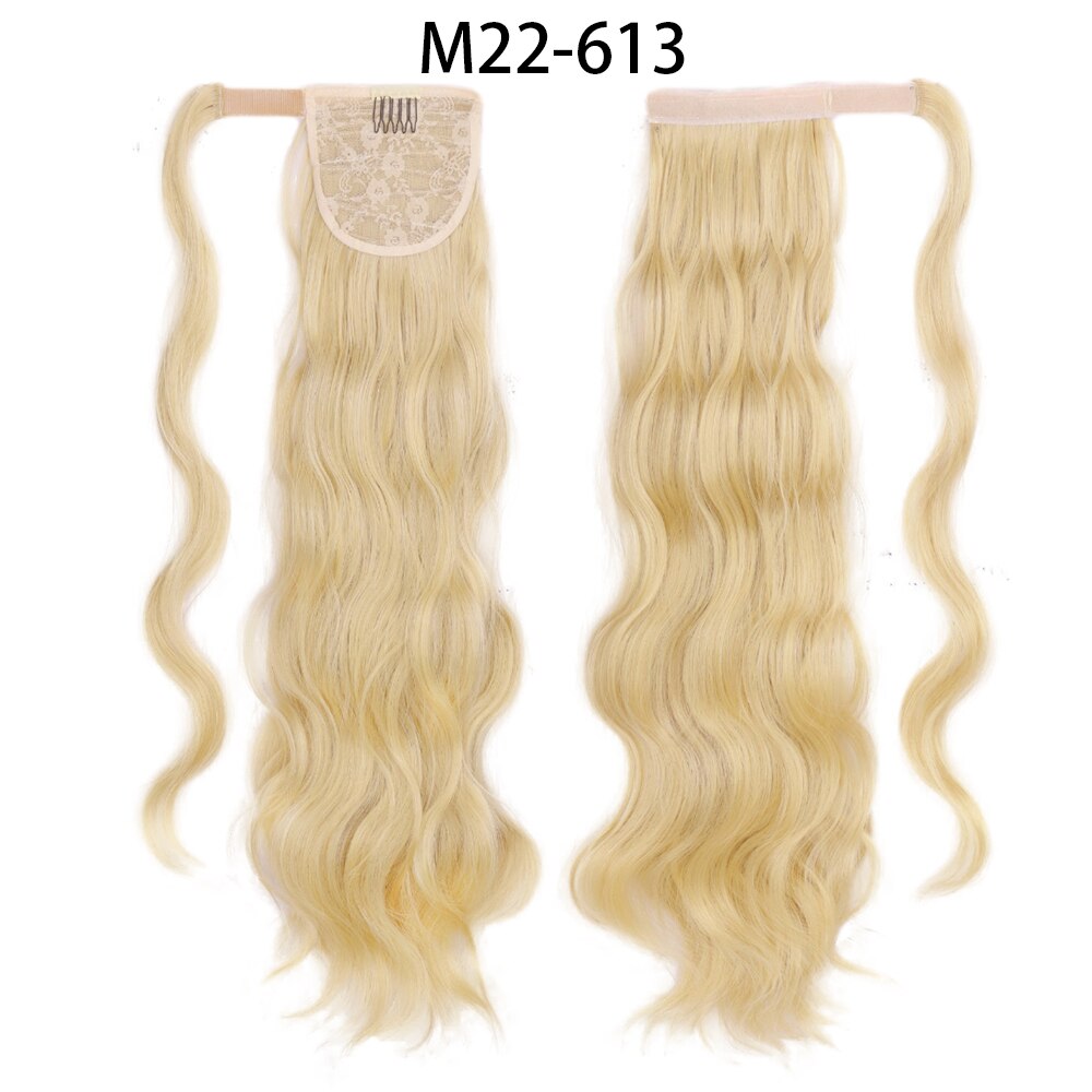 XINRAN Synthetic Long Hollywood Wave Ponytail Extension Wrap Around Ponytail Clip in Hair Extensions for Women Black Blonde Red