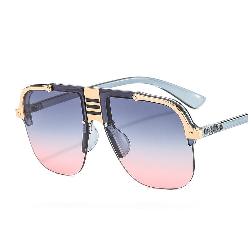 D&amp;T 2021 New Fashion Sunglasses Women Men Shield Gradients Lens Metal Alloy Frame Trend Luxury Brand Designer Sun Glasses UV400