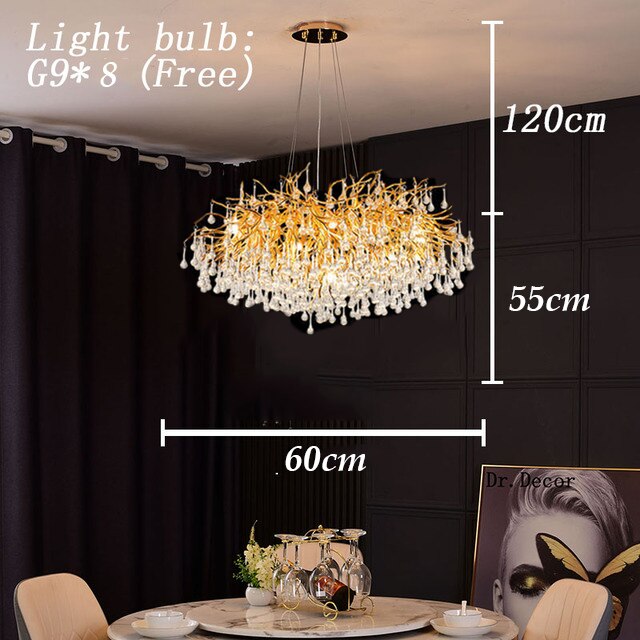 Nordic Luxury Crystal LED Chandelier LOFT Villa Large Lustre Ceiling Chandeliers for Living Room Hotel Home Lamp Indoor Lighting