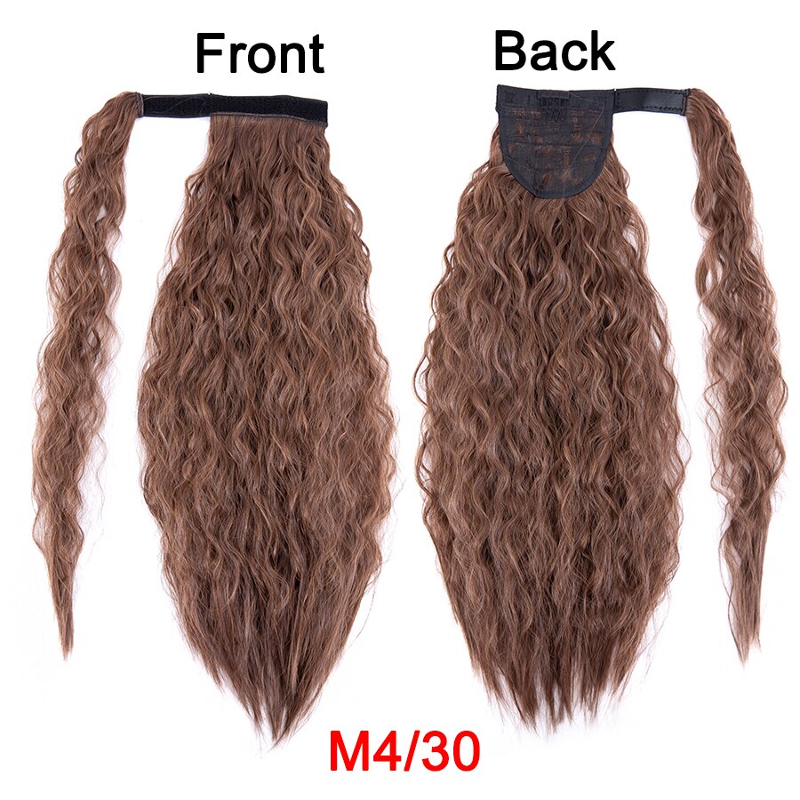 Synthetic Corn Wavy Ponytail 22Inch Long Curly Ponytail Wrap On Clip Hair Extensions Ombre Blonde Brown Fack Ponytail Hairpieces