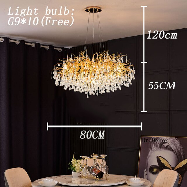 Nordic Luxury Crystal LED Chandelier LOFT Villa Large Lustre Ceiling Chandeliers for Living Room Hotel Home Lamp Indoor Lighting