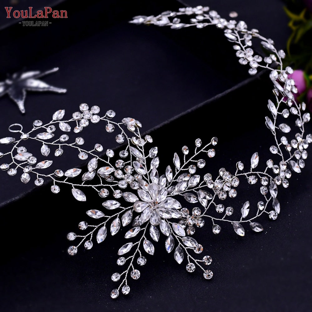 YouLaPan HP409 Wedding Woman Tiara Headdresses for Bridal Headband Wedding Hair Accessories Luxury Rhinestone Bride Headwear