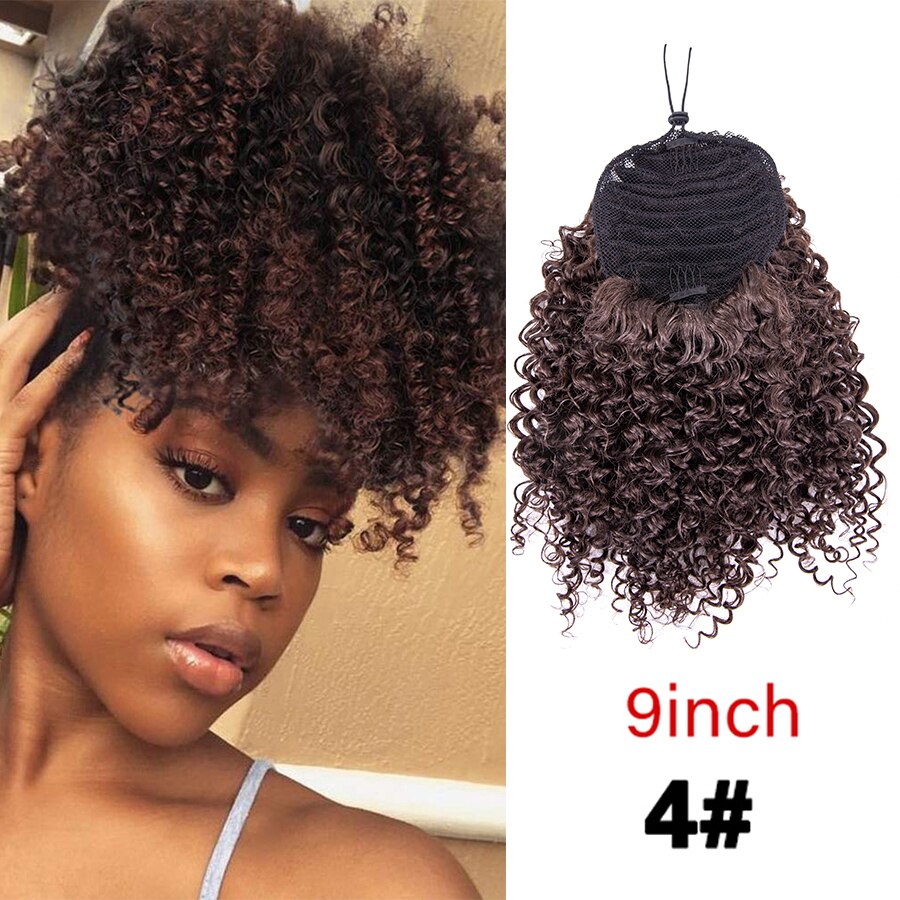 Puff Drawstring Ponytail Afro Kinky Curly Ponytail Hair Extension Ombre Synthetic Clip In Pony Tail Extension 9/13.5Inch Pontail