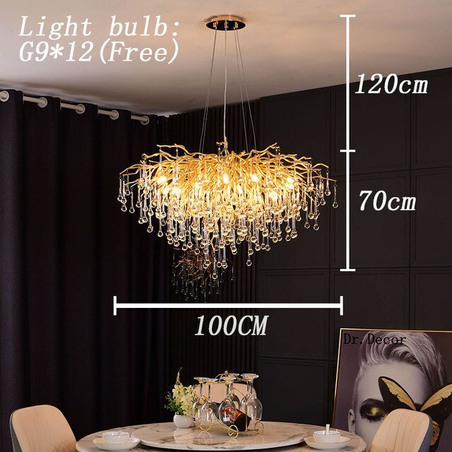 Nordic Luxury Crystal LED Chandelier LOFT Villa Large Lustre Ceiling Chandeliers for Living Room Hotel Home Lamp Indoor Lighting