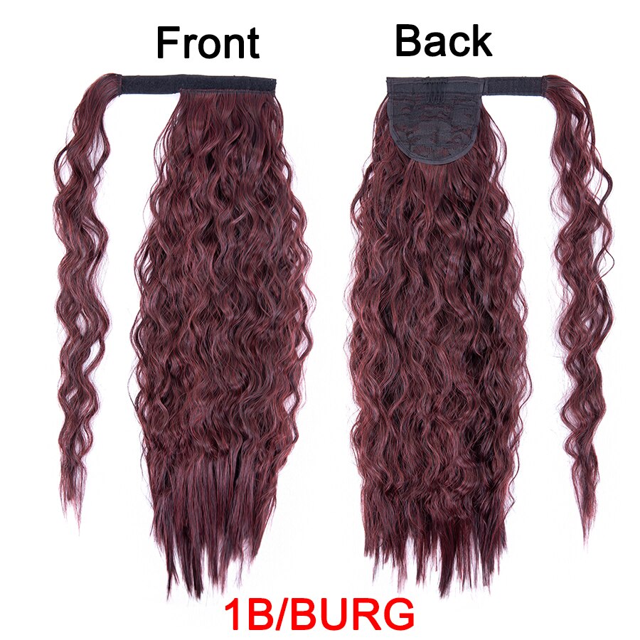 Synthetic Corn Wavy Ponytail 22Inch Long Curly Ponytail Wrap On Clip Hair Extensions Ombre Blonde Brown Fack Ponytail Hairpieces