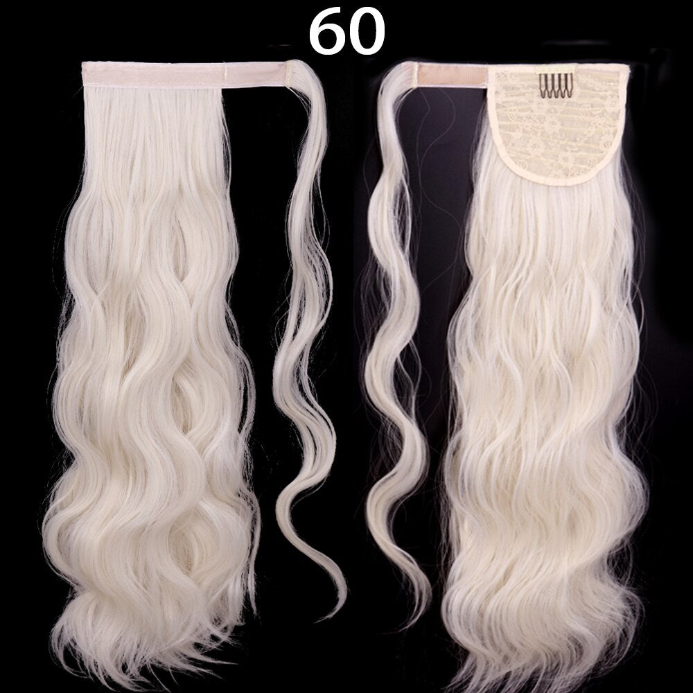 MerisiHair Synthetic Ponytail Extension Long Black Drawstring Wavy Ponytail Hair African American for Women Body Wavy Ponytail