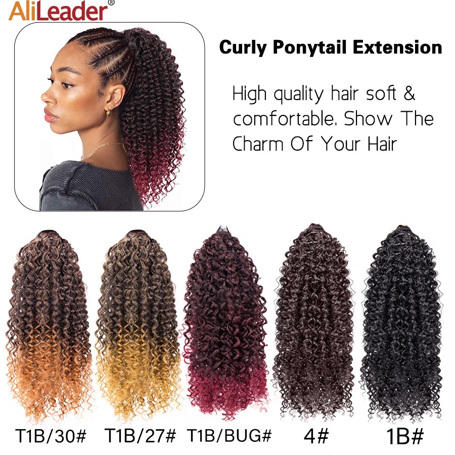 Puff Drawstring Ponytail Afro Kinky Curly Ponytail Hair Extension Ombre Synthetic Clip In Pony Tail Extension 9/13.5Inch Pontail