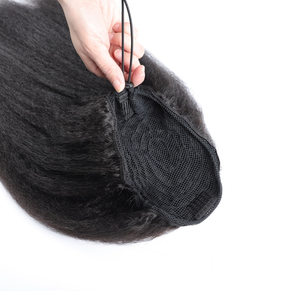 High Puff Afro Kinky Straight Ponytail Synthetic Black Woman Hair Drawstring Ponytail Long Hair Extension Ponytail For Women