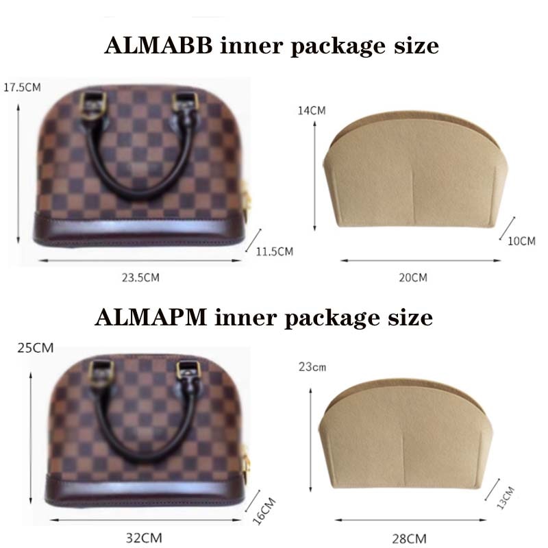 Fits For Alma BB Insert Bags Organizer Makeup Handbag Organize Travel Inner Purse Portable Cosmetic base shaper Shell organizer
