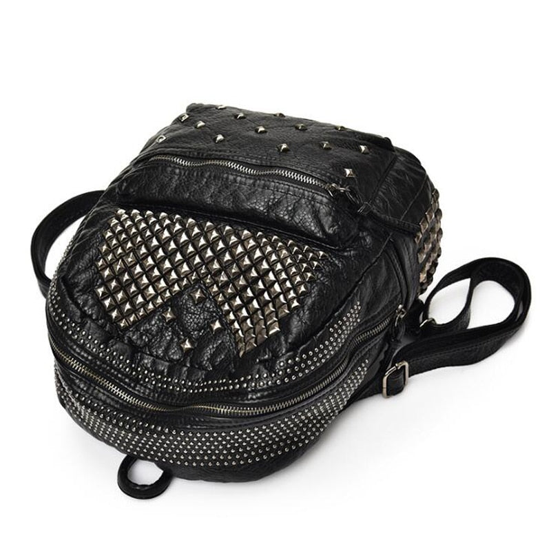 2023 New Fashion Women Backpacks Washed Leather Backpacks Lady Girls Travel Women Bags Rivet Backpacks Student School Bag Hot
