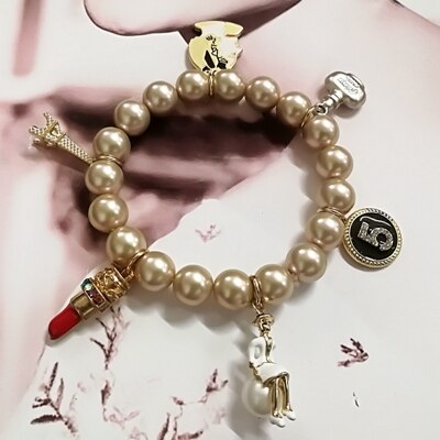 Korean Design Style Crystal Five Chain Bracelet For Women Pearl Flower Charm Jewelry