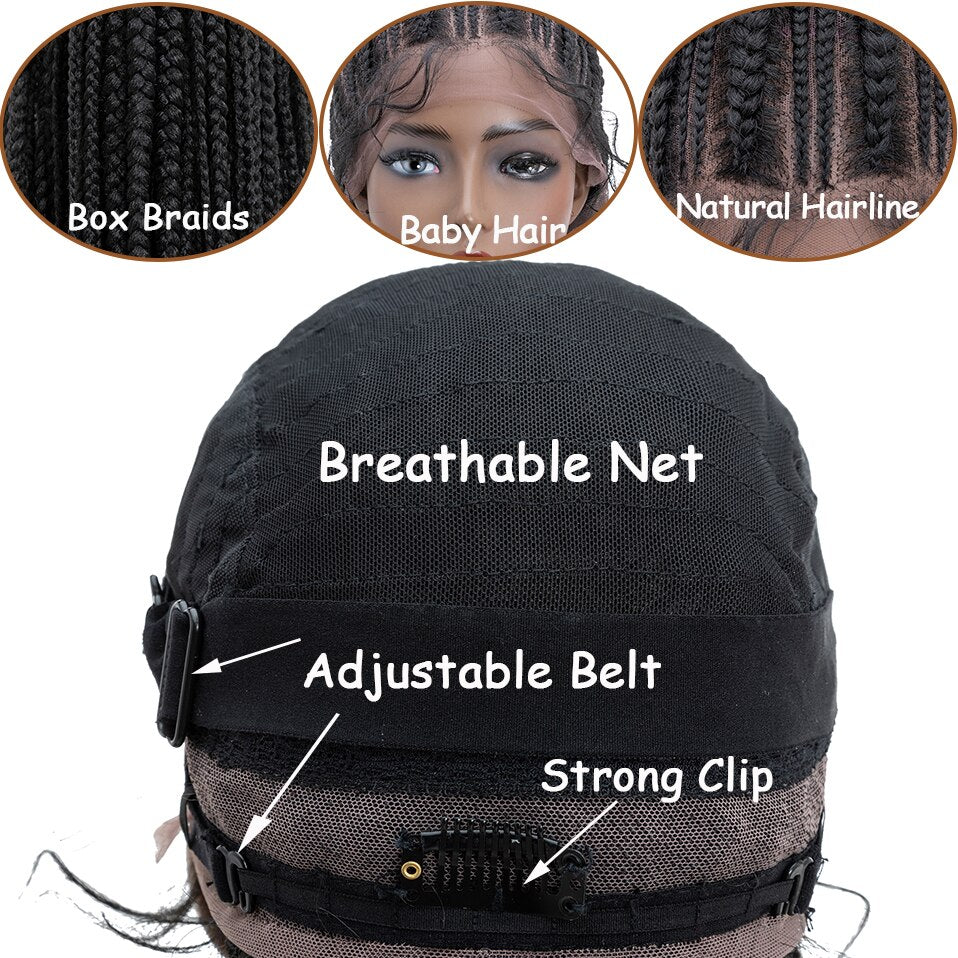 My-Lady Synthetic 25inch Braided Lace Front Wig Box Braids Wig With Baby Hair Tied Up Cornrow Braids Lace Wigs Frontal Afro Wig