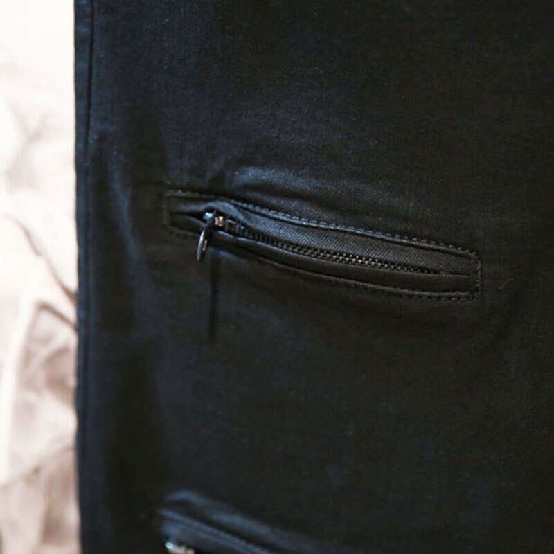 Men Jeans Pants Korean Zipper Patchwork Men Zip Pants Denim Straight Pant Male Streetwear Hip Hop Vintage Fashion Jeans Trousers