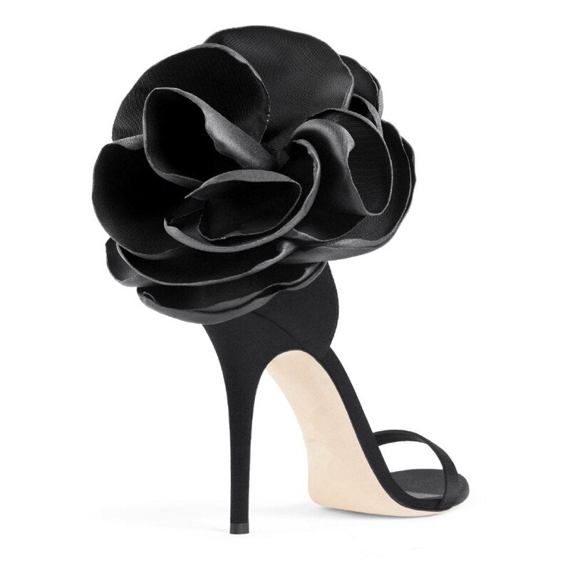 Women's Sandals 2023 Women High Heels Shoes Silks Satins Party Buckle Shoes Rome Flower Round Toe Sandals Summer Shoes For Women