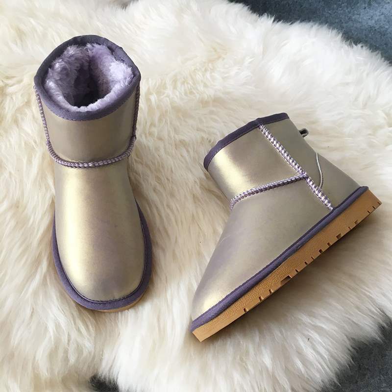 Hot Sale Snow Boots Women Waterproof Genuine Leather Ankle 100% Natural Wool Lined Winter Warm Shoes Rubber Boots Plus 35-44