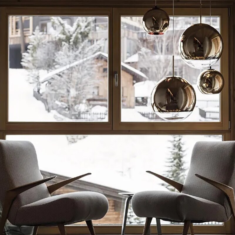 Nordic Minimalism Led Pendant Lights Silver Round Ball Pendant Lamps for Living Room Kitchen Luminaire Restaurant Indoor Light