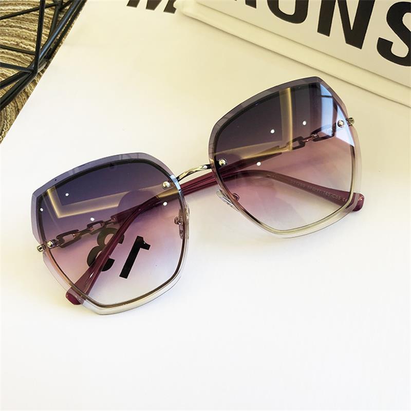 Famous Brand Design Rimless Women Sunglasses Luxury Glasses Lady Sun glass Woman 2023 Gradient Pink Blue Lens Eyeglasses Square