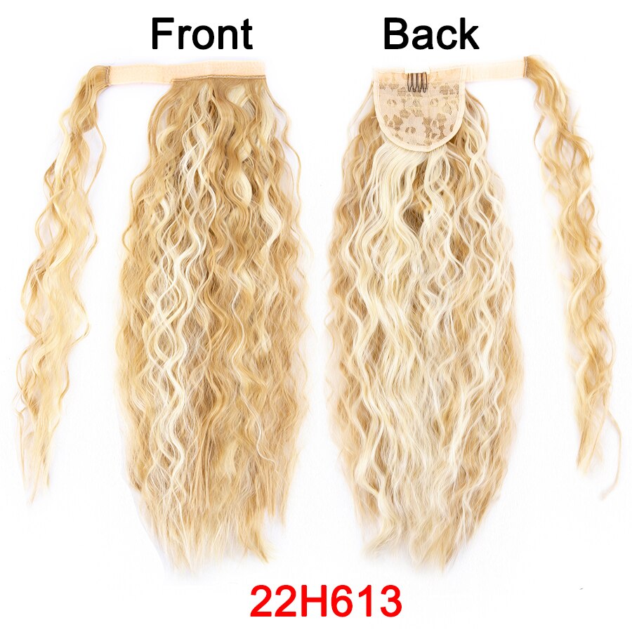 Synthetic Corn Wavy Ponytail 22Inch Long Curly Ponytail Wrap On Clip Hair Extensions Ombre Blonde Brown Fack Ponytail Hairpieces