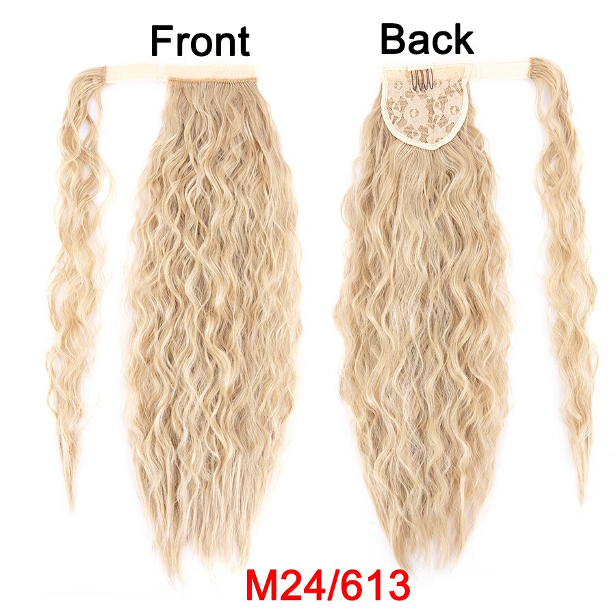 Synthetic Corn Wavy Ponytail 22Inch Long Curly Ponytail Wrap On Clip Hair Extensions Ombre Blonde Brown Fack Ponytail Hairpieces