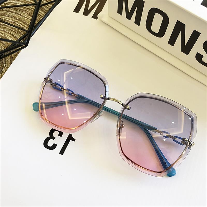 Famous Brand Design Rimless Women Sunglasses Luxury Glasses Lady Sun glass Woman 2023 Gradient Pink Blue Lens Eyeglasses Square
