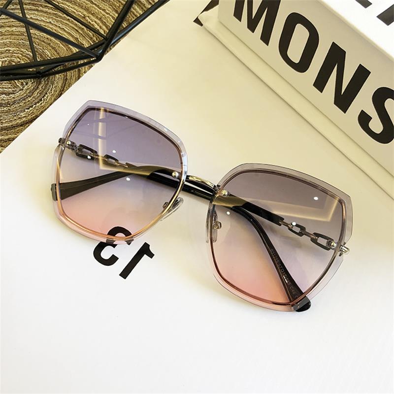 Famous Brand Design Rimless Women Sunglasses Luxury Glasses Lady Sun glass Woman 2023 Gradient Pink Blue Lens Eyeglasses Square