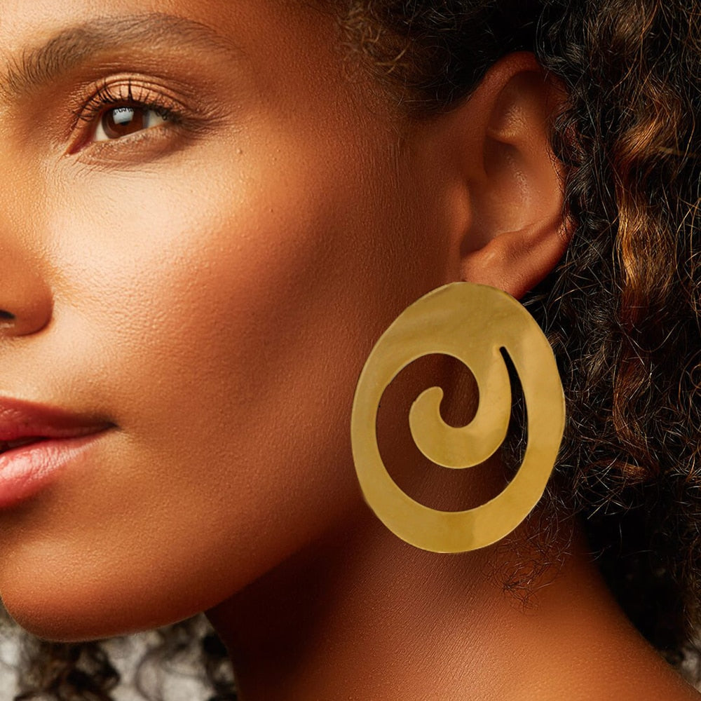 Hoop Earring For Women Gold Color Stud Big Pendant dangle Drop  Earrings