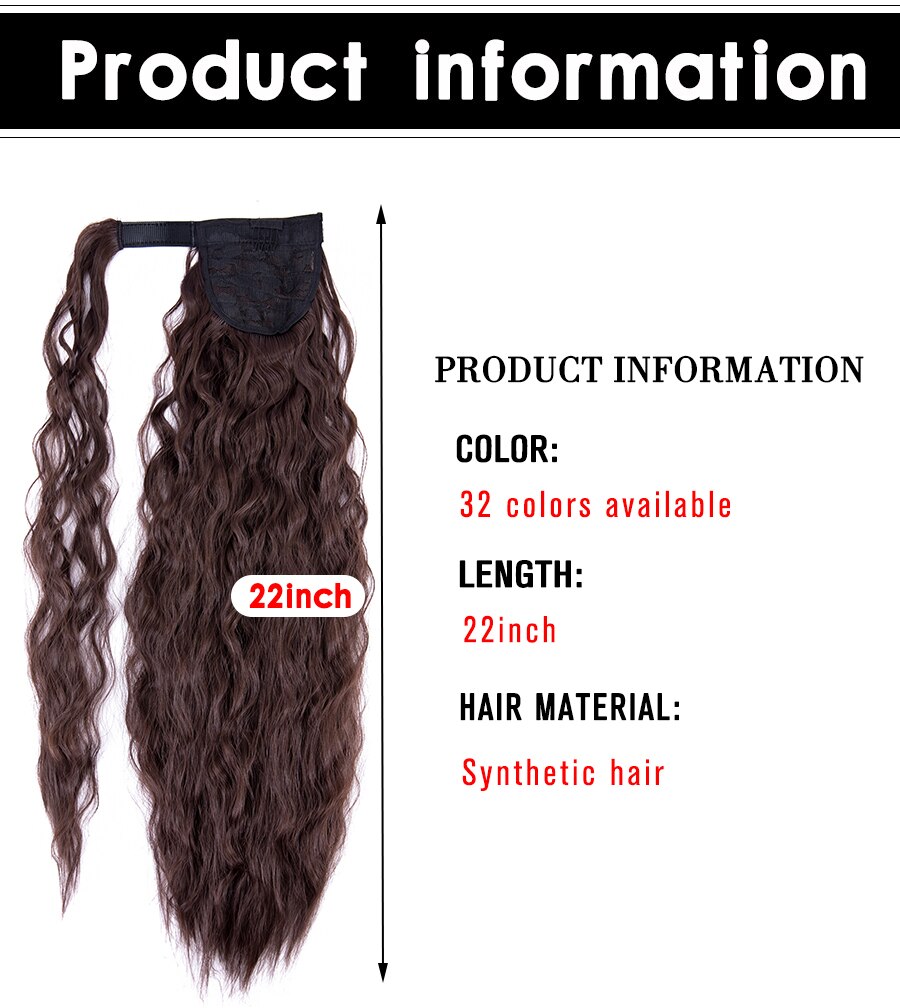 Synthetic Corn Wavy Ponytail 22Inch Long Curly Ponytail Wrap On Clip Hair Extensions Ombre Blonde Brown Fack Ponytail Hairpieces
