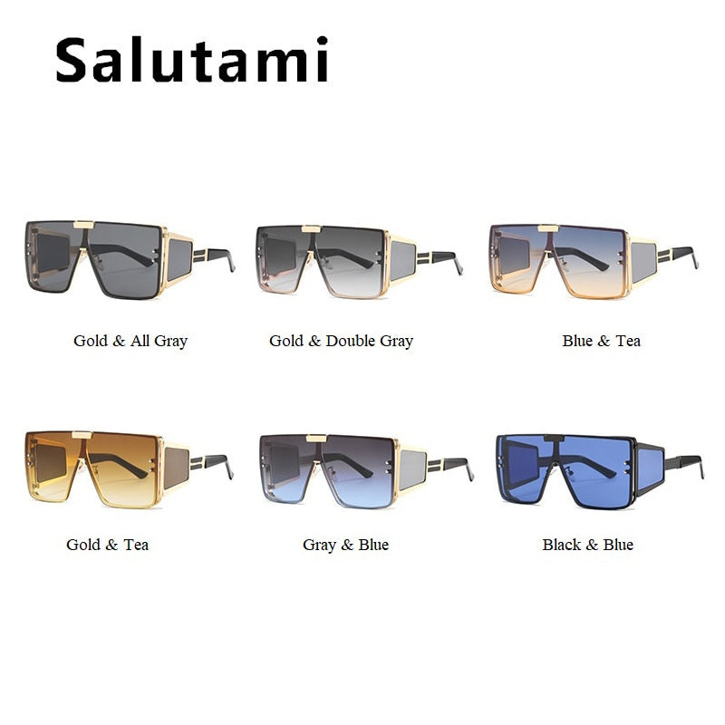 Unique Sexy Cool One Piece Sunglasses For Women And Men Luxury Brand Flat Wide Leg Alloy Sun Glasses Female Square Hip Hop Shade