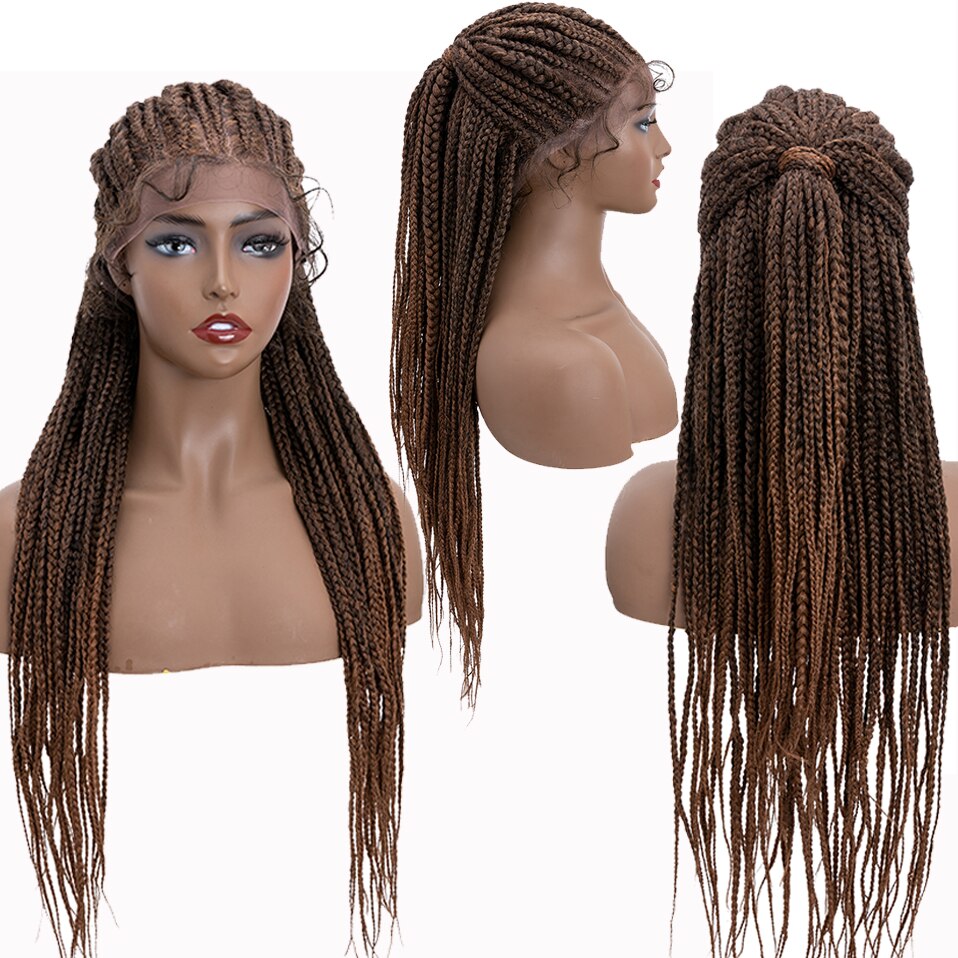 My-Lady Synthetic 25inch Braided Lace Front Wig Box Braids Wig With Baby Hair Tied Up Cornrow Braids Lace Wigs Frontal Afro Wig