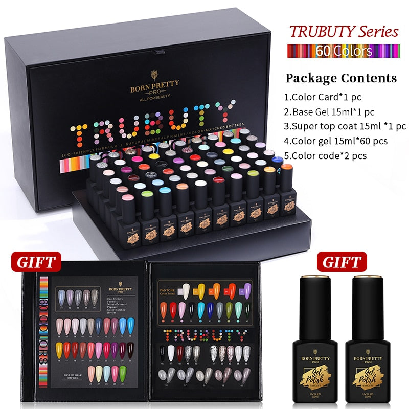 BORN PRETTY 15ml 60 Bottles Gel Nail Polish Set Manicure All for Nails Semi Permanent Soak Off UV LED Gel Varnish Lot