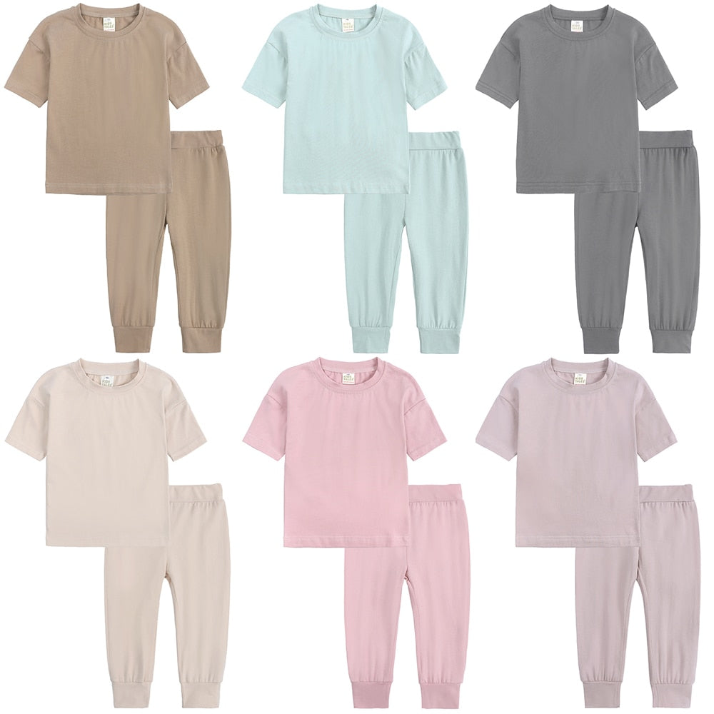 Essential Summer Baby Girls Clothes Children Clothing Set Boys Top Pullover Sweatshirt+Pants Tracksuit Suits For Kids Costumes
