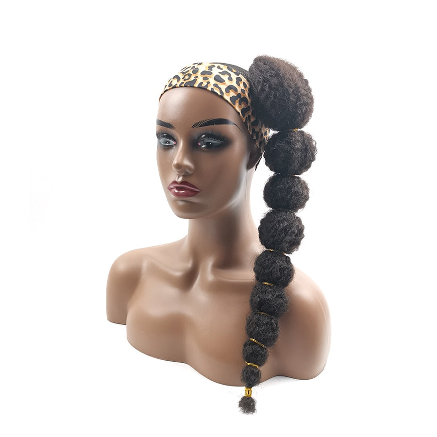 Hairpiece Ponytail Hair Extension for Black Women Afro Puff Kinky Curly Horse Tail Clip in Drawstring False Pigtail Synthetic