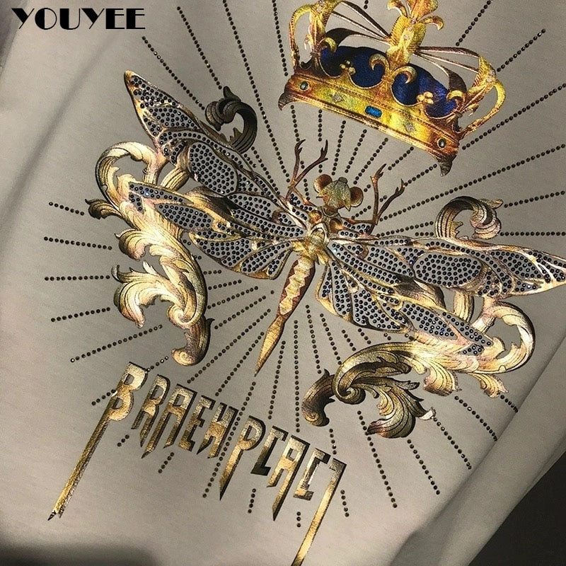 Men's T-shirt Slim Dragonfly Printing Handsome 2021 Summer New Personality Trend Fashionin In Europe Mercerized cotton Male Top