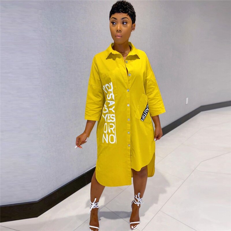2019 Striped Long Sleeve Shirt Dress Women Turn-Down Collar Button Up Loose Blouse Dress Casual Streetwear Oversized Shirt Dress